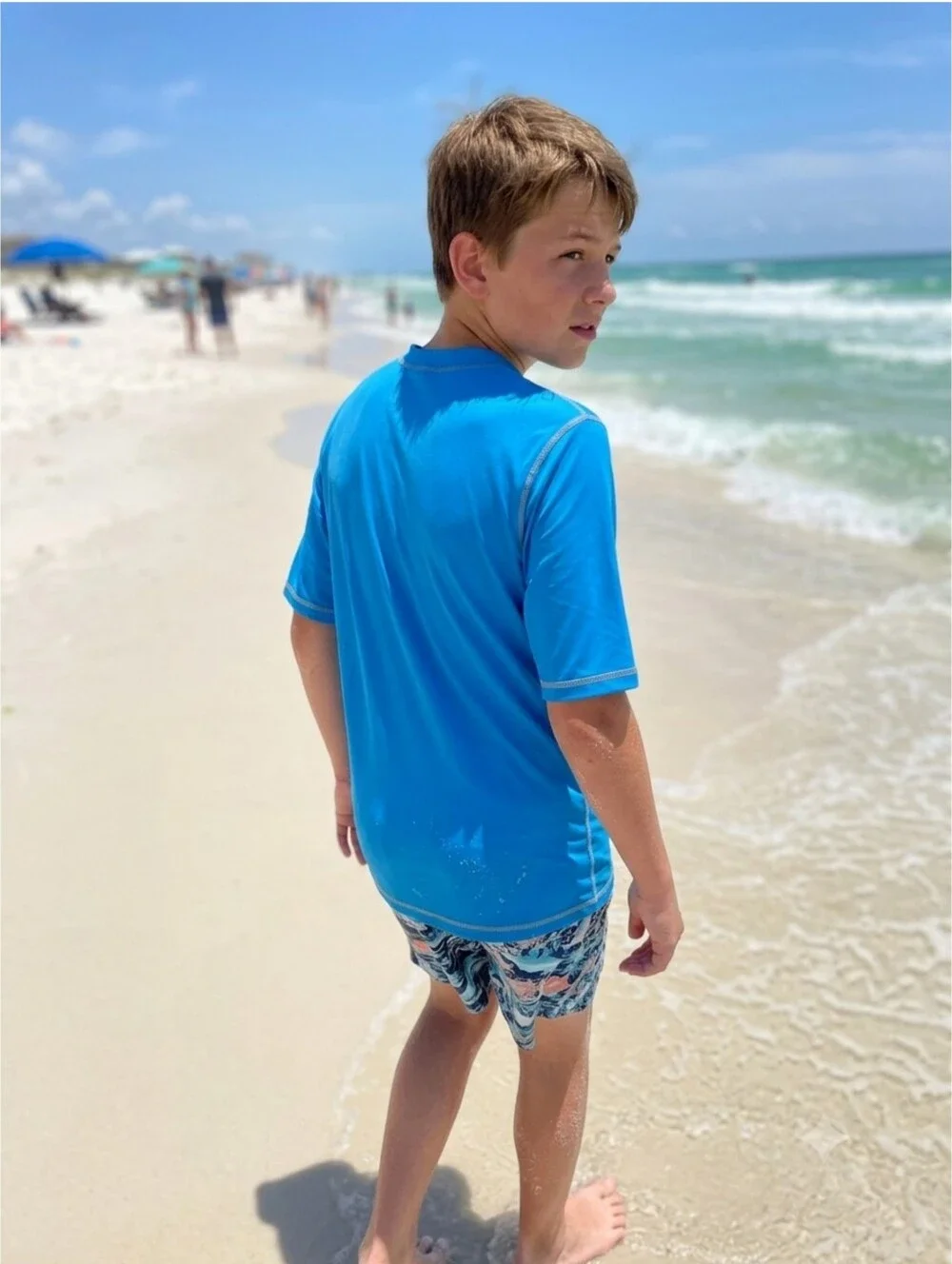 Wonder Nation Boys Turquoise Swim Rashguard